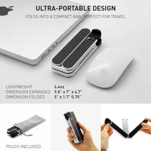 NSMO Laptop Stand ? Adjustable Aluminum Portable Laptop Stand with 5-Level Height Settings, Ergonomic Design, Heat Dissipation, Non-Slip Support, Compact Travel Riser for 11¡±-16¡± Laptops