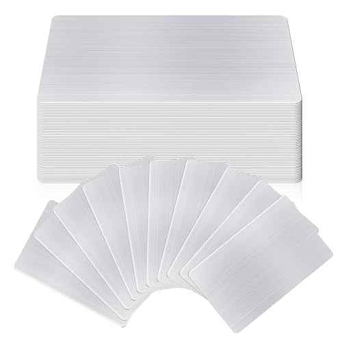 50 pcs 304 Stainless Steel Metal Business Cards Blanks, 3.4 x 2.1 Inch Thickness 0.8 mm Sublimation Metal Card Laser Engraving Steel Plates for Business House Customer DIY Gift