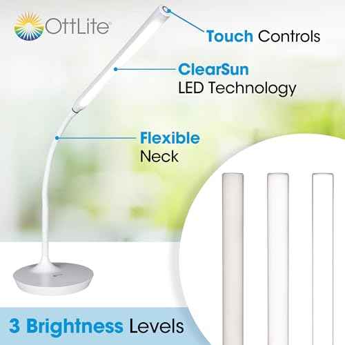 Ottlite Extended Reach LED Desk Lamp, White