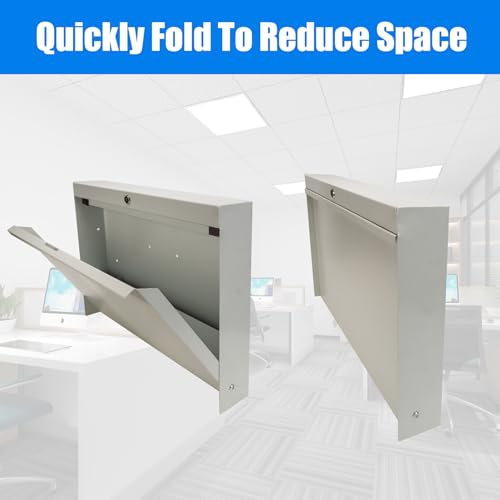 Wall-Mounted Folding Desk with Keyed Lock - Steel Floating Workbench