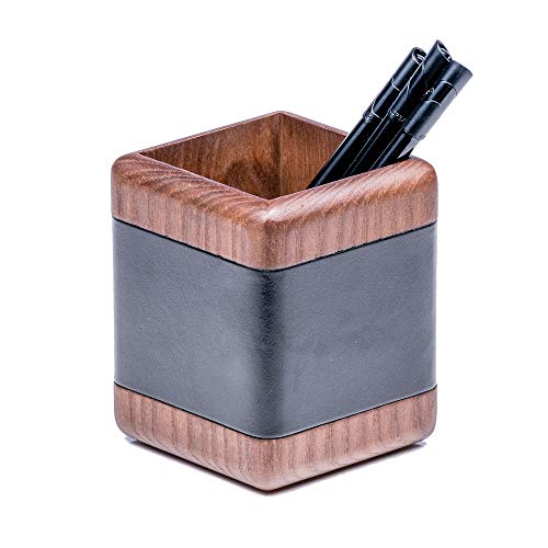 Dacasso Walnut and Leather Pencil Cup