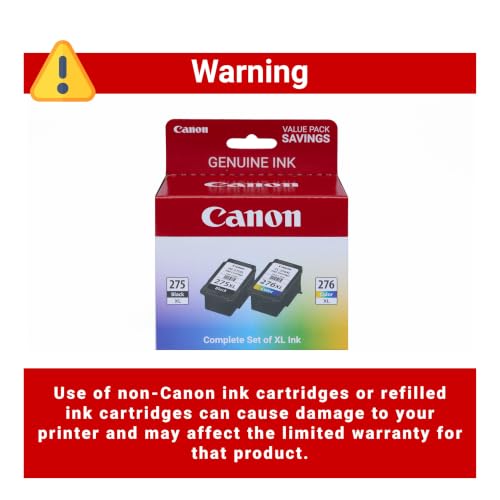 Canon PG-275 XL & CL-276 XL Ink Cartridge Pack 2 Count for TS3520 TS3720 TR4720