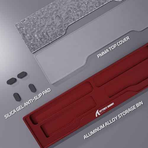 Acrylic Gaming Keyboard Wrist Rest Pad,CNC Process Clear Wrist Rest for Computer Keyboard,Office,PC Gaming,Laptop,Mac,Comfortable,Lightweight,Ergonomic-2 in 1 Red