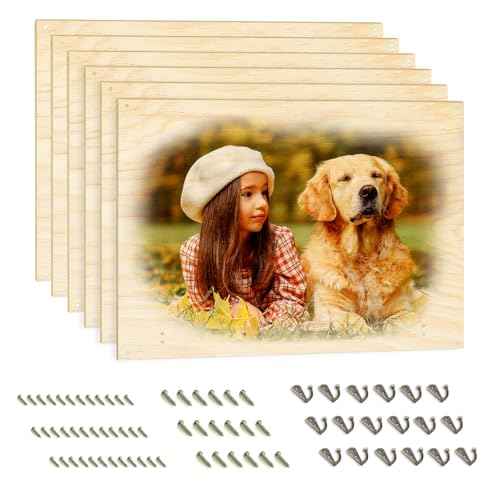 HYHOSHI 6 Pack Sublimation Wood Photo Blanks, 11.8" x 15.7" Unfinished Wood Hanging Board With Hooks for Home Decor, Heat Transfer DIY Design