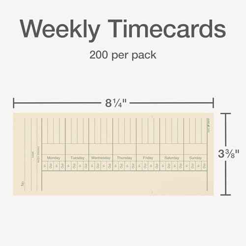 Adams Time Cards, Weekly, 2-Sided, Overtime Format, 3-3/8" x 8-1/4", Manila, Green/Red Print, 200-Count (9660-200)