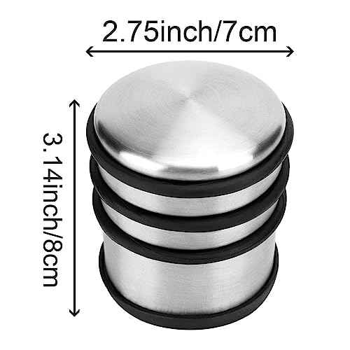 ZOENHOU 3 PCS Heavy Duty Door Stopper, 2.38 Lb No Drill Premium Stainless Steel Round Door Stops with Anti-Skid Silicone Treads, for Door Stopping