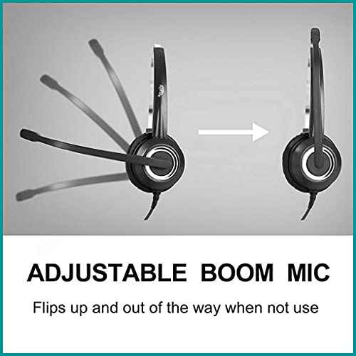 Phone Headset Compatible with Grandstream Yealink Snom Phones Mic Noise Cancellation HD Voice Headphone RJ9 & 3.5mm (CTIA) Adapter