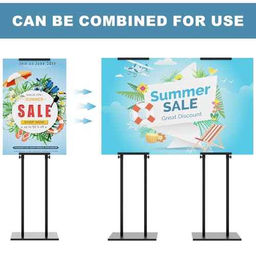 Poster Stand for Display, Pedestal Sign Stand, Double Banner Stand with Non-Slip Base, Heavy Duty Adjustable Poster Board Stand Height Up to 75Inches, Sign Holder for Board & Foam Sign