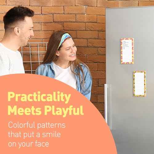 S&O Magnetic sheets for Refrigerator 4 Pack - Fun Fruity planner notes for Fridge Sets - Magnetic registry journals for cooler, sticky Notepads for freezer - 3.5¡± x 7¡±, 45 Pages