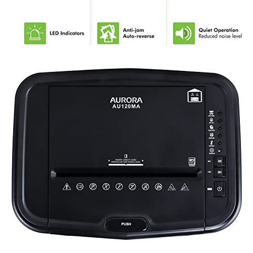 Aurora AU120MA 120-Sheet Auto Feed Micro-Cut Paper Shredder, Security Level P-4, 30-Minute Continuous Runtime