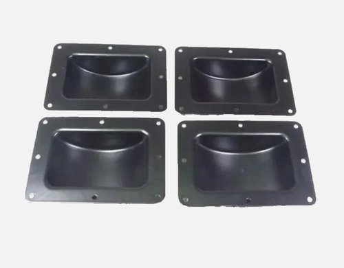 Four (4) Recessed Black Castor Dish 6" x 4" to Fit 3" or 4" Wheels For ATA Cases