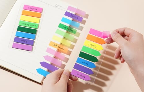 2000 Pcs Translucent Sticky Tabs & Arrow Flags for Notebooks, 0.47 x 2 in – Repositionable Office Labels & Markers