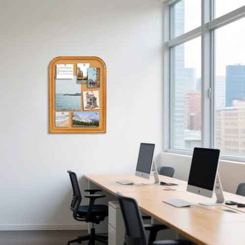 Decorative Cork Bulletin Board, 23.6"x17.7" Wall-Mounted Vision Board with Frame?Ideal for Office Decor, School Use, Photo Display, and Reminders(DH-2R2S-4560)