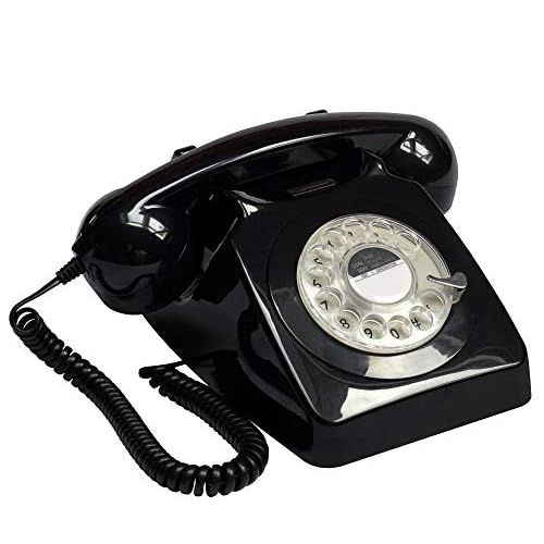 GPO 746 Rotary 1970s-style Retro Landline Phone - Curly Cord, Authentic Bell Ring