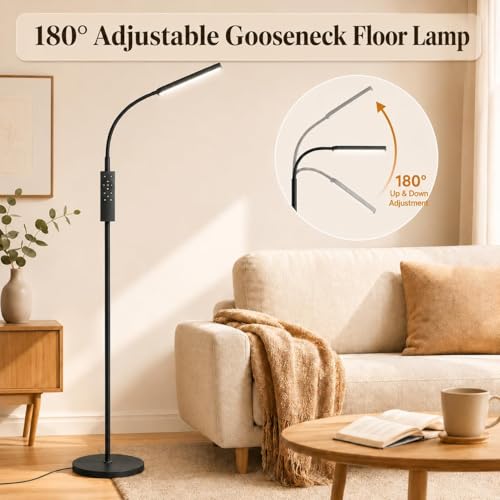 Wio-Mio Matte Black LED Floor Lamp 15W 1000LM Dimmable Stepless Control
