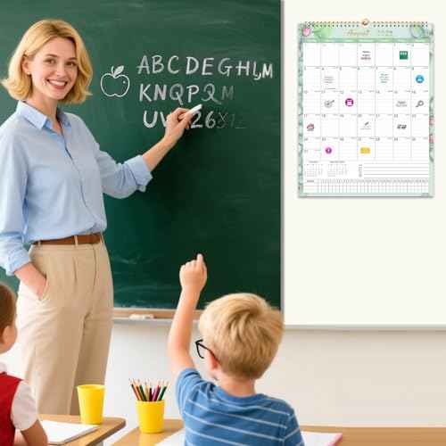 Gannyfer 2026 Wall Calendar, 14" x 11" Spiral Bound 2026 Calendar, 18 Month Floral Wall Calendar, Use Now to Dec 2026, Magnetic Fridge Calendar Perfect for Home School Office (3 Stickers Included)