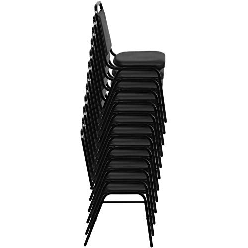Emma + Oliver Black Vinyl Trapezoidal Back Banquet Chair (Stacking, 500 lb, 10 High)