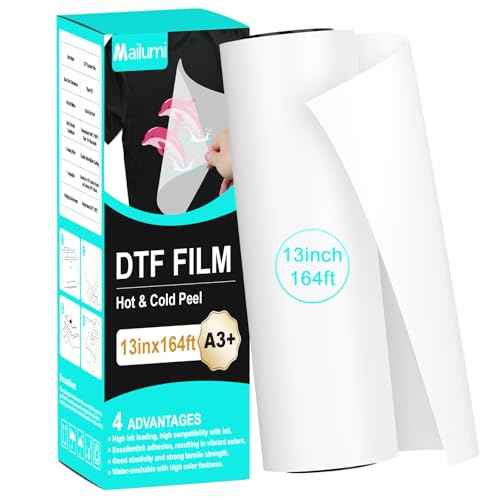 DTF Transfer Film Roll A3+£¨13" x 164Ft£©, Matte Clear PreTreat DTF Film Roll, PTF Hot & Cold Peel Direct to Film for All Fabric and Colors T-Shirts Textile