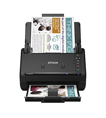 Epson ES-500W II Wireless Color Duplex Document Scanner - Fast ADF, OCR, Cloud Compatible