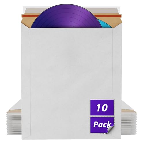 White Kraft Rigid Mailers, 17 x 21 Inches. Pack of 10 Paperboard Envelopes. Sturdy Stay Flat Mailers with Self-Seal Closure. Recyclable Hard Envelopes for Mailing. Stayflat Mailer