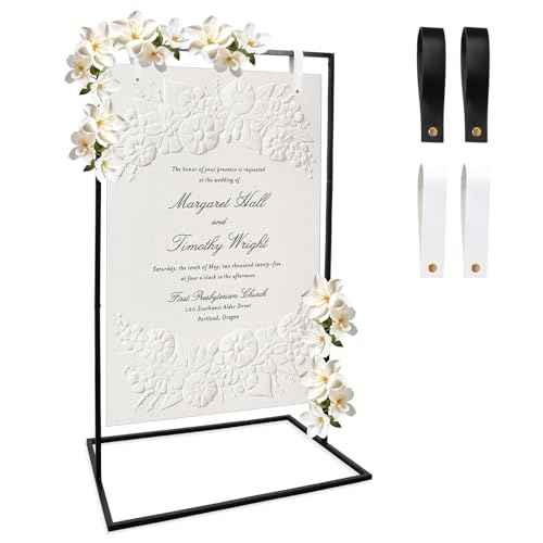 Wedding Welcome Sign Stand, 50 x 30 x 20 Inch Welcome to Our Wedding Sign Stand, Heavy Duty Easel Stand for Sign (Black)