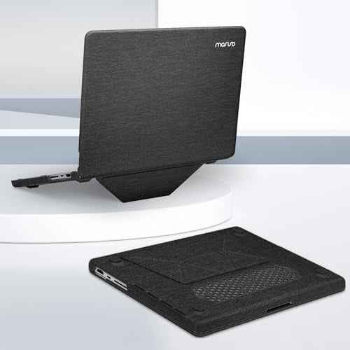 MOSISO Compatible with MacBook Pro 14 inch Case 2025 2024 2023 2022 2021 M5 M4 M3 M2 M1 A3434 A3112 A3185 A3401 A2918 A2992 A2779 A2442, Knit Fabric Coated Hard Case with Fold Kickstand, Black