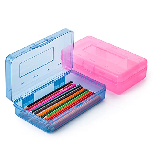 Mr. Pen 2 Pack Large Plastic Pencil Cases Pink & Blue, Pen & Marker Organizer
