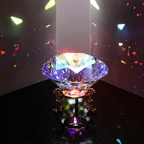 SWTHONY AB Coated 100mm (3.9 inch) Crystal Diamond Paperweight Rainbow Maker Home Decor