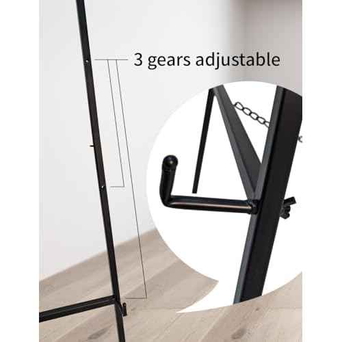 Iron Adjustable Arts & Crafts Easels,Metal Easel Stand with Chain Support for Mirror,58 Inch Floor Easels for Display Wedding Sign(Black)