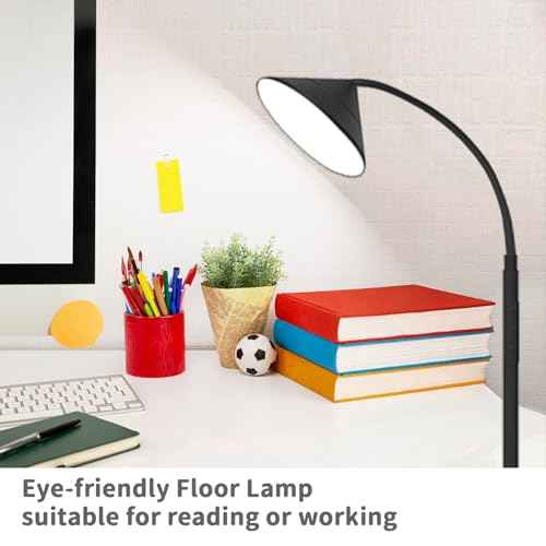 76" LED Floor Lamp, 18W/1800LM Super Bright Reading Standing Lamp,Stepless Dimmable&Adjustable Color Temperature 2700K-6500K w/Remote& Touch Control Lamps for Living Room Bedroom Office Black