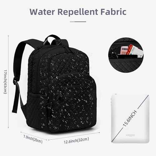 Backpack for Women,College Backpack,Quilted Casual Daypack,Waterproof Bookbag for 17Inch Laptop