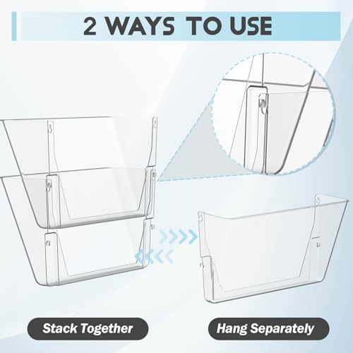 Gawerk Clear Acrylic Wall Mount File Holder 3 Pack for Office & Home