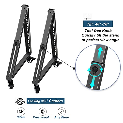Low Height Mobile TV Stand, Monitor Floor Stand Cart, Rolling TV Mount with Wheel for 32-65 inch Flat Curved Screen TV, LED LCD, 30¡Æ Adjustable Viewing Angle (New Version)