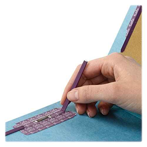 Smead Pressboard Classification File Folder with SafeSHIELD Fasteners, 2 Dividers, 2" Expansion, Letter Size, Blue, 10 per Box (14030)