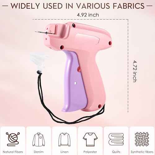 Stitch Gun for Clothes,Stitch Gun Quick Clothing Fixer, Tagging Gun for Clothing,Sewing Kit-Includes 6 Needle,1500 Black Fasteners&1500 White Fasteners(0.18inch) Purple