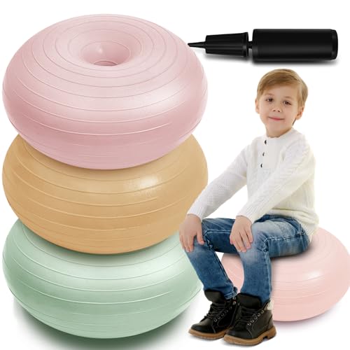 Lewtemi 3-Pack 20in Donut Wobble Chair Set - Flexible Classroom Seating, Boho Color