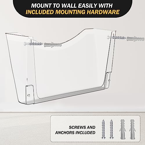 Kuntine.B 3 Pack Clear Wall Mount File Holders - Hanging Office & Home Organizer