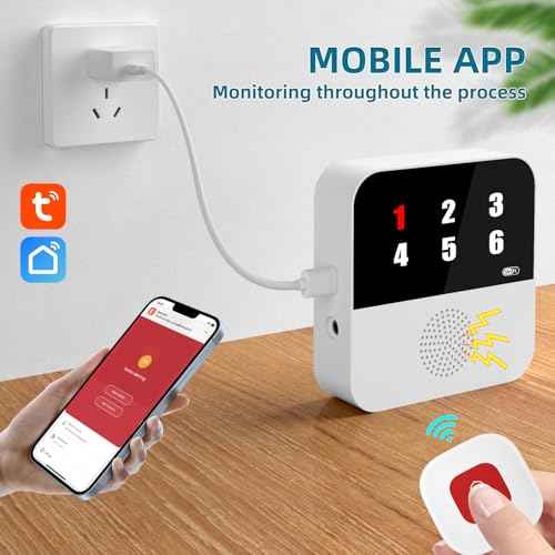 3 Pack Call Button System Wireless Nursing Pager Call System - 300ft Range Smart SOS Alarm with App, WiFi Portable and Bedside Alarm Help Request Device for Elderly, Nurses,Caregivers