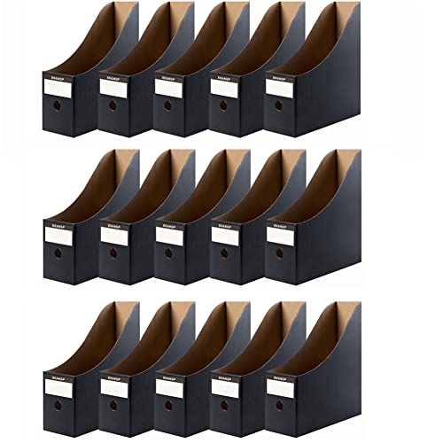 Fiyerna 15 Matte Black Foldable Desk File Holder Organizer with Blank Label Stickers