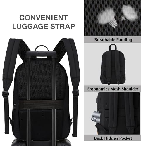 17.3 Inch Anti-Theft Laptop Backpack with USB Charging and Water-Resistant Material - KEOFID Black Travel & College Bag