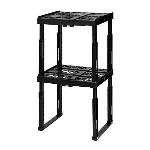 Tools-for-School Height & Width Adjustable Locker Shelf - Strong ABS Plastic - Width Adjusts from 8"-12.5" & Height Adjusts from 10"-14" - Patented Design - BEWARE OF CHEAP IMITATIONS - 2 Pack (Black)