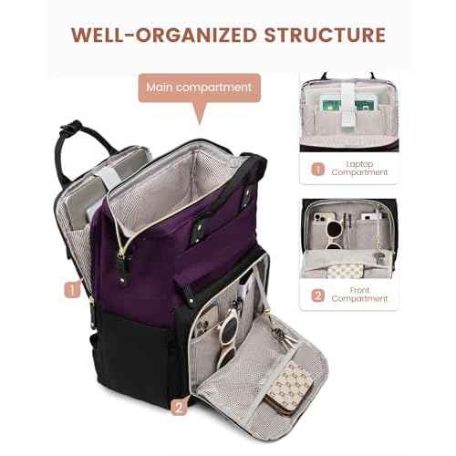 LOVEVOOK Laptop Backpack for Women, 15.6'' Waterproof Nurse Bag Teacher Work Backpack Purse for Women, Travel Computer Backpack for College Office Business Ladies
