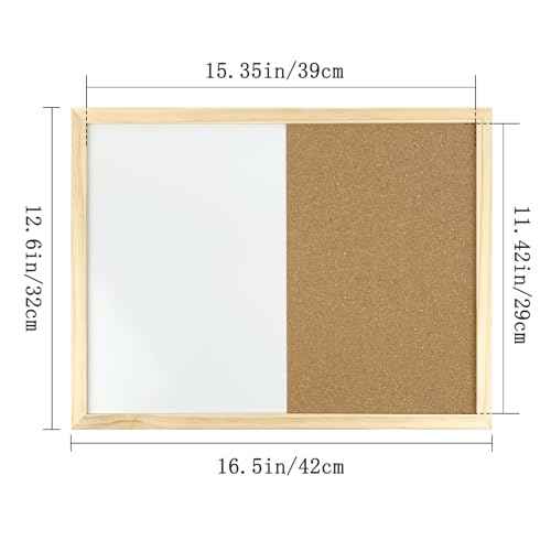 GDMINLO 16.5 x12.6 Inches Dry Erase Cork Bulletin Combination Board, Notice Memo Wall Mounted Vision for Home, School and Office(Pins, Eye Bolts, gaskets, Screws)