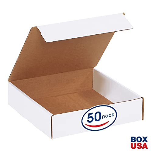 BOX USA BML882 Literature Mailers, 8" x 8" x 2", White (Pack of 50)