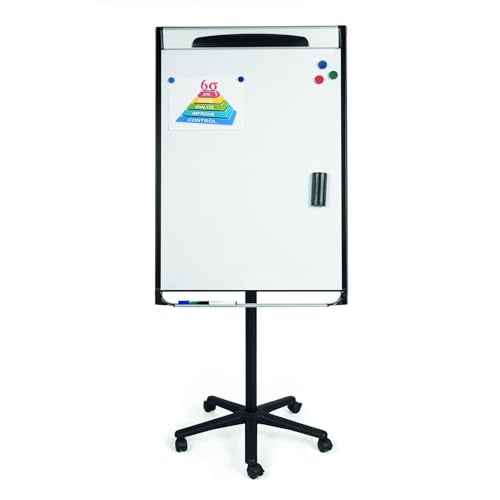 MasterVision Magnetic Platinum Dry Erase Mobile Presentation Easel, Board Size 27.5" x 39", Black/Silver (EA48066720)