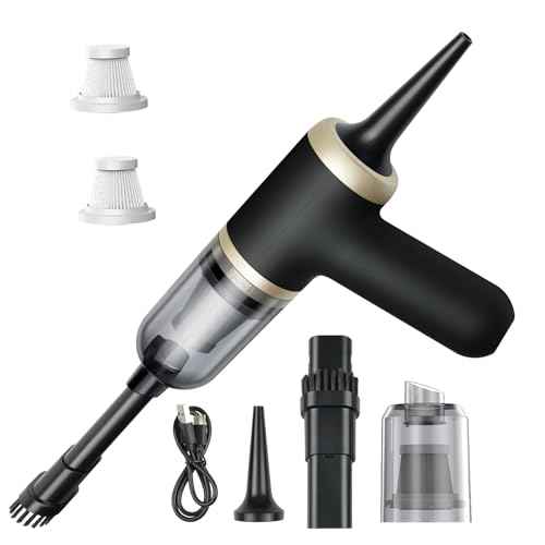 70W Compressed Air Duster 4000mAh USB-C Cordless Air Blower Replaces Canned Air for PC Keyboard Car Outdoor Barbecue with 16000Pa in-car Mini Vacuum Black