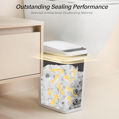 FRESHLIX White 2.5 Gallon Touchless Motion Sensor Bathroom Trash Can