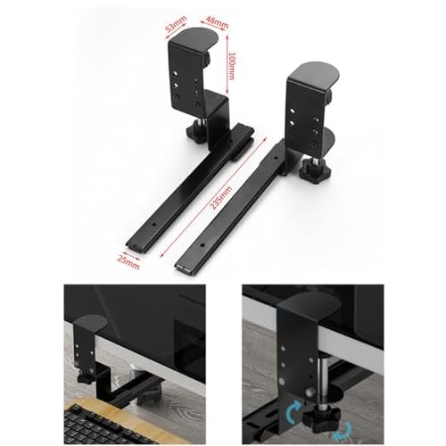 Wooden Adjustable Keyboard Tray Under Desk, Slide Out Keyboard & Mouse Platform Tray, C-Clamp Pull Out Computer Keyboard Drawer for Typing Home Office Desk(Style 1)