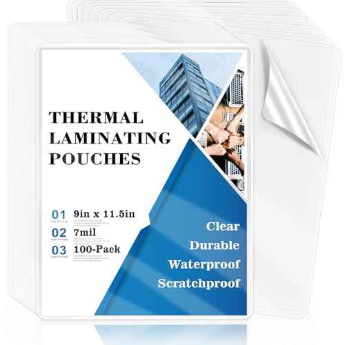 100 Pack 9x11.5inch 7mil Letter Size Laminating Sheets Thermal Laminating Pouches Paper Laminator Sheets File Card Laminator Pouches 8.5x11inch for Permits Cards File Photos (100, 9"x11.5"-7mil)