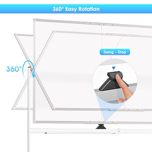 Maxtek Silver 48x36 Inch Double-Sided Magnetic Rolling Whiteboard on Wheels